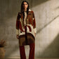 Abstract Print Feather Yarn Sweater Coat