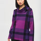 Plaid Jacquard Cowl Neck Sweater