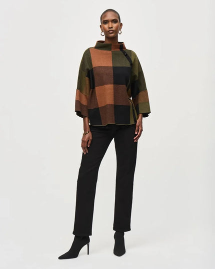 Plaid Jacquard Sweater Knit Top