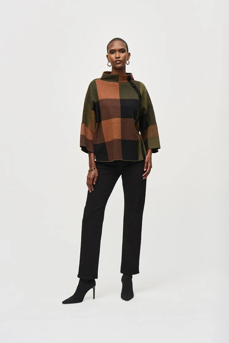 Plaid Jacquard Sweater Knit Top