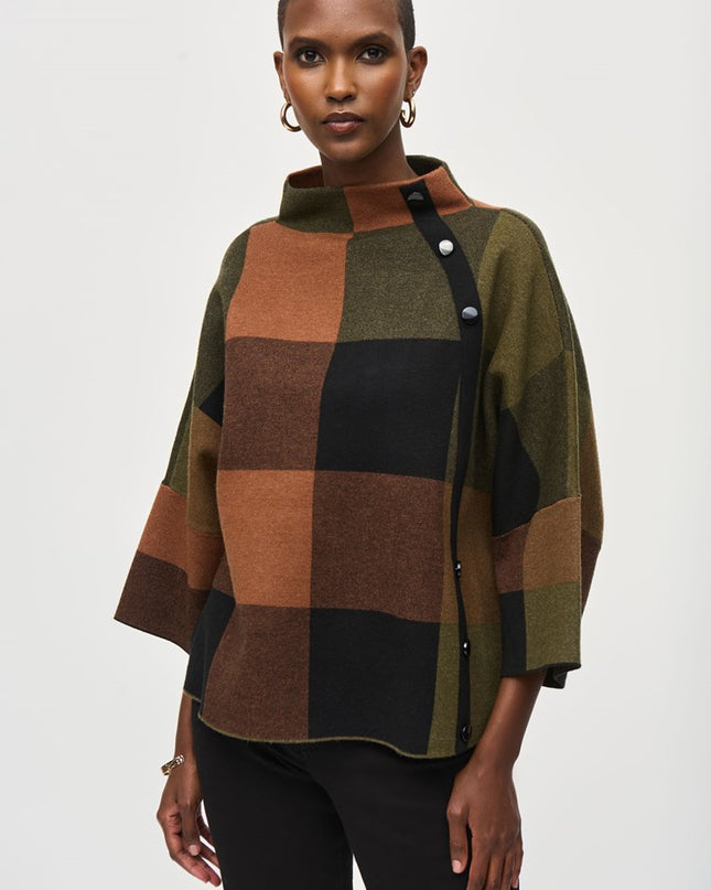 Plaid Jacquard Sweater Knit Top