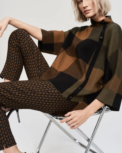 Plaid Jacquard Sweater Knit Top