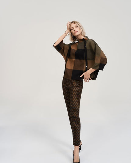 Plaid Jacquard Sweater Knit Top