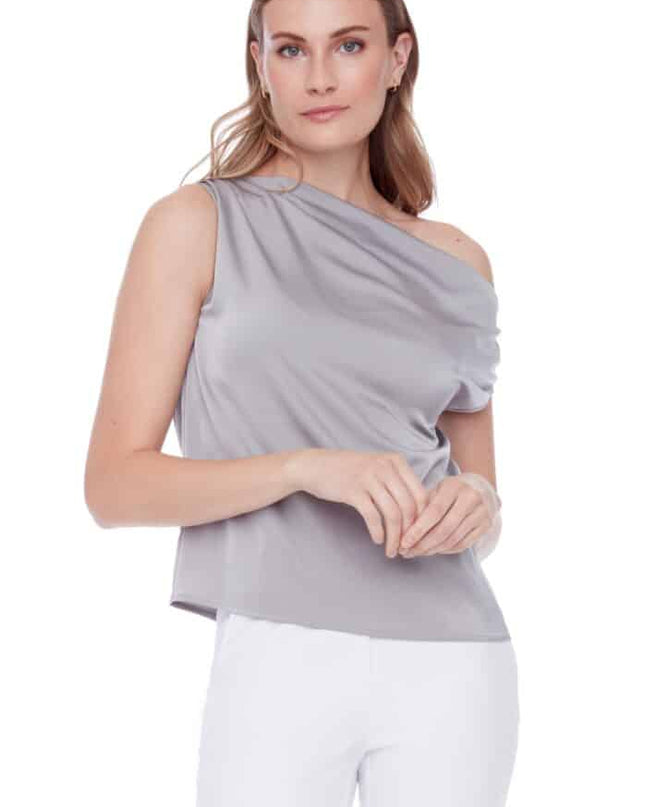 lily solid satin assymetric top