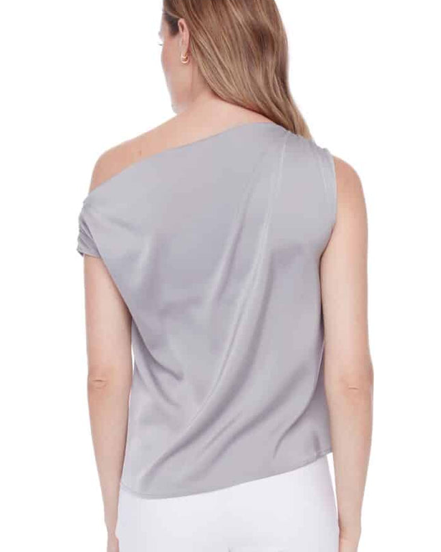 lily solid satin assymetric top