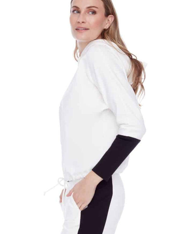 Annie striped armband cropped hoodie