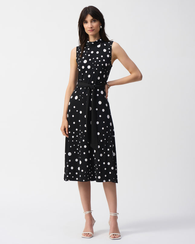 Silky Knit Dot Print Fit And Flare Dress