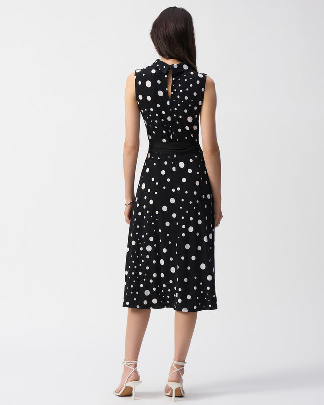 Silky Knit Dot Print Fit And Flare Dress