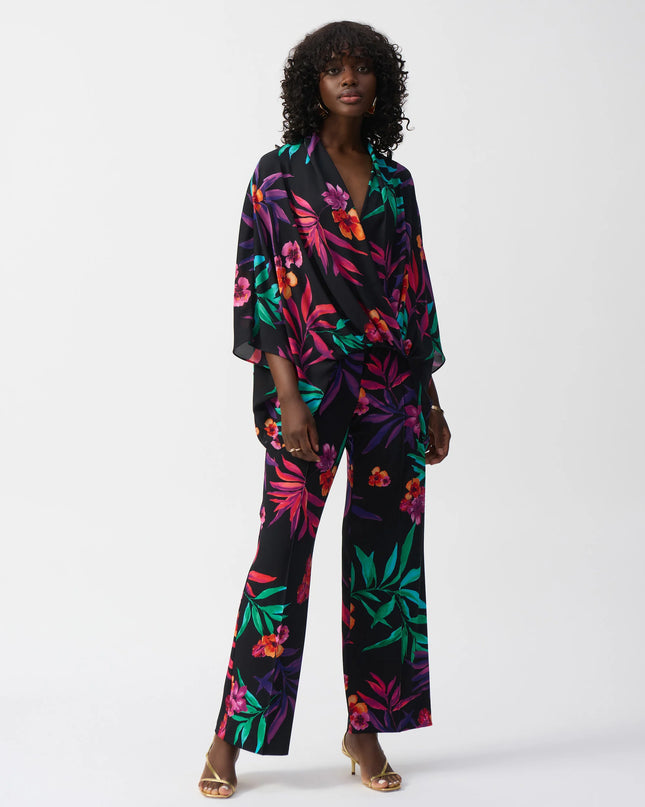 Georgette Tropical Print Wrap Top