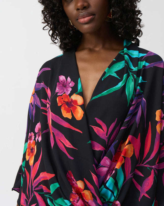 Georgette Tropical Print Wrap Top