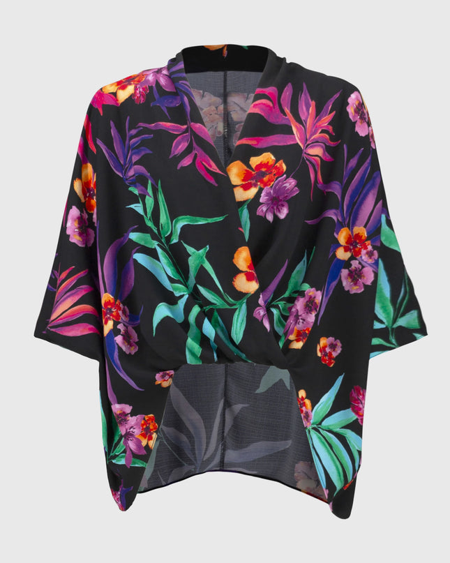 Georgette Tropical Print Wrap Top