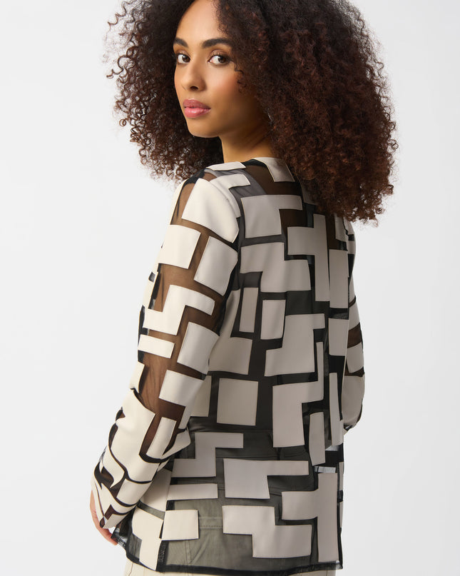 Mesh & Leatherette Fitted Jacket