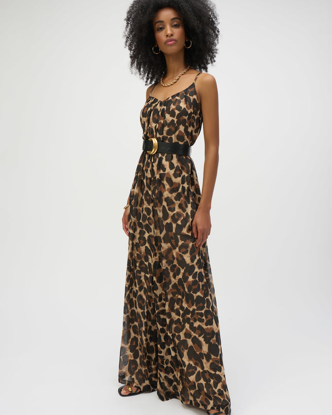 Chiffon Animal Print Wide Leg Jumpsuit