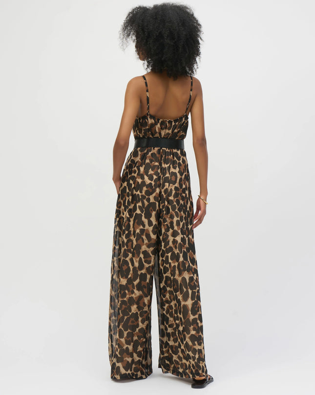Chiffon Animal Print Wide Leg Jumpsuit