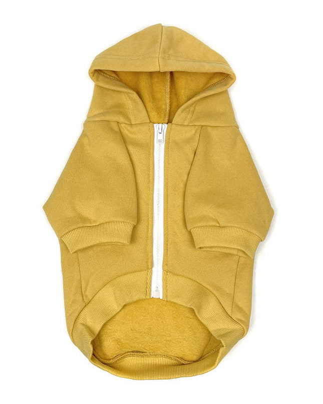 Zip Up Dog Hoodie  - Mustard Yellow: L-L