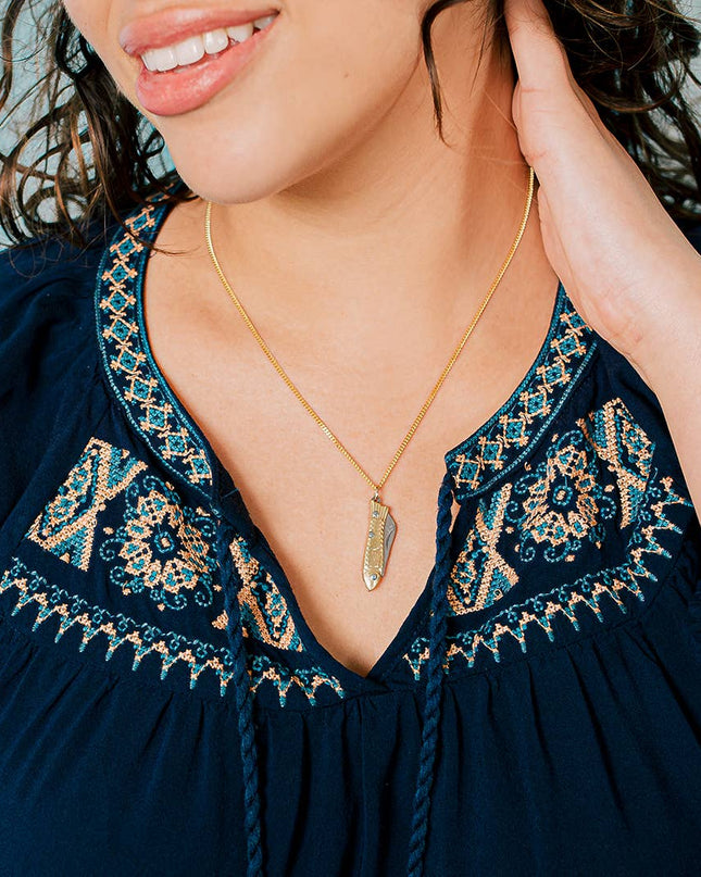 Small Gold Fish Knife Necklace: 20 Inch