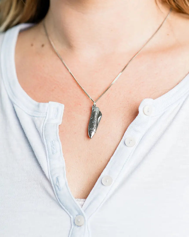 Small Silver Fish Knife Necklace