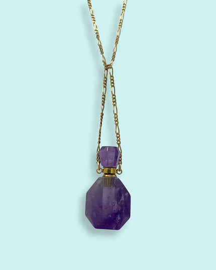 Amethyst Perfume Bottle Necklace