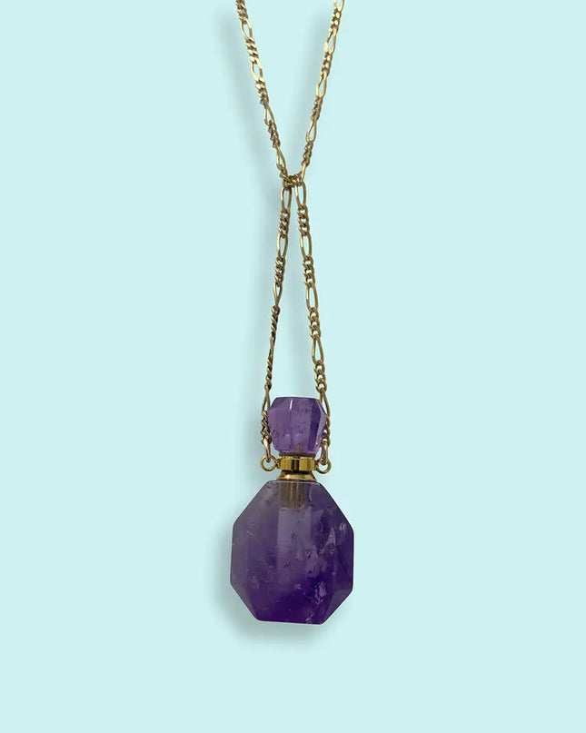 Amethyst Perfume Bottle Necklace