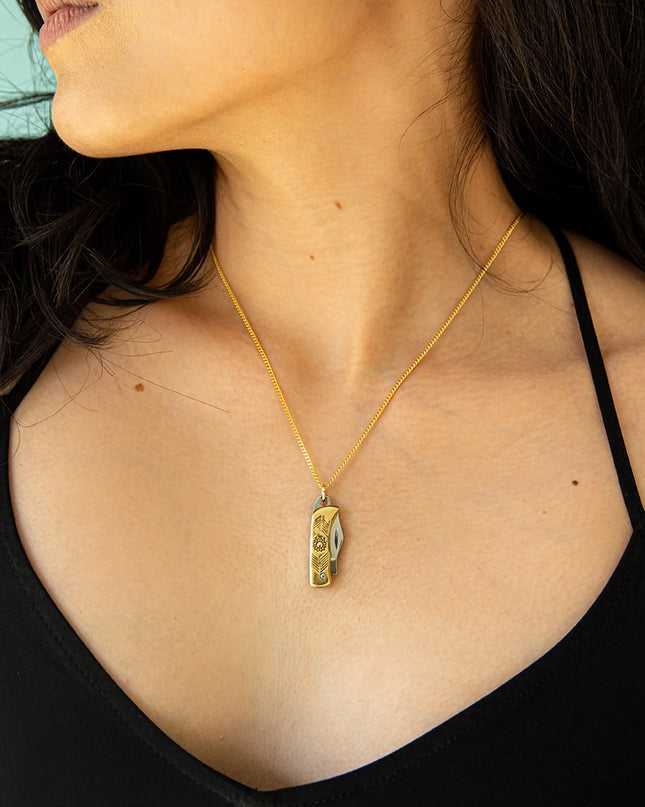 Gold Wildflower Knife Necklace