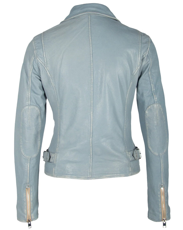 Sofia RF Leather Jacket, Winter Sky