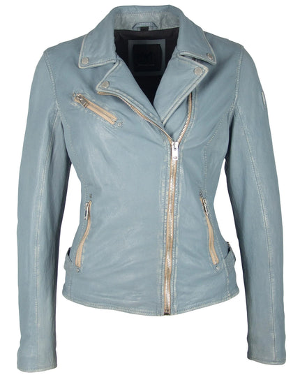 Sofia RF Leather Jacket, Winter Sky
