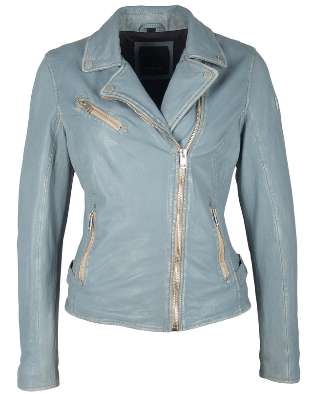 Sofia RF Leather Jacket, Winter Sky