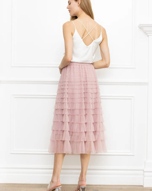 Ruffle Mesh Layers Skirt