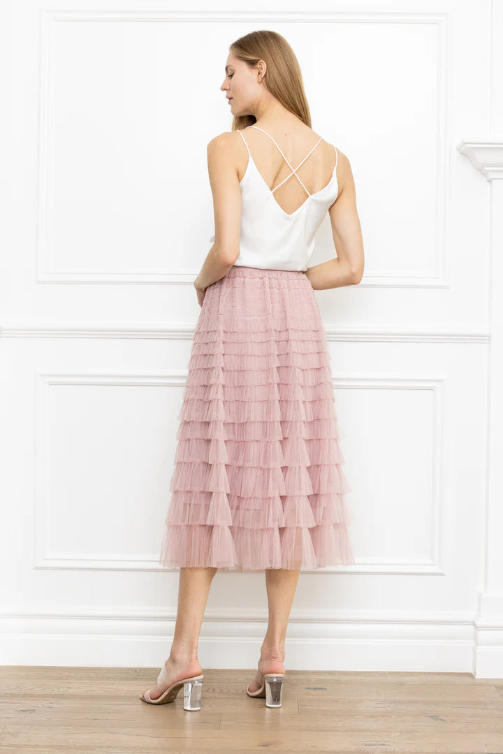 Ruffle Mesh Layers Skirt