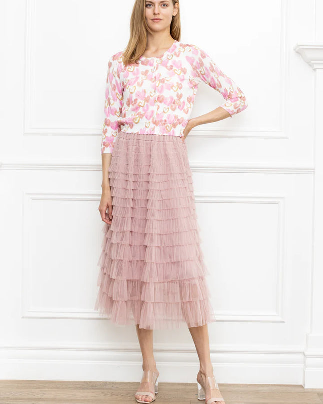 Ruffle Mesh Layers Skirt