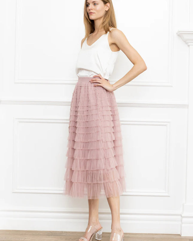Ruffle Mesh Layers Skirt