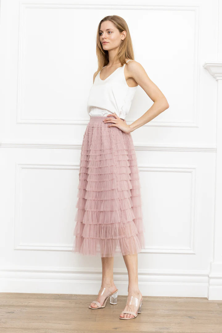 Ruffle Mesh Layers Skirt