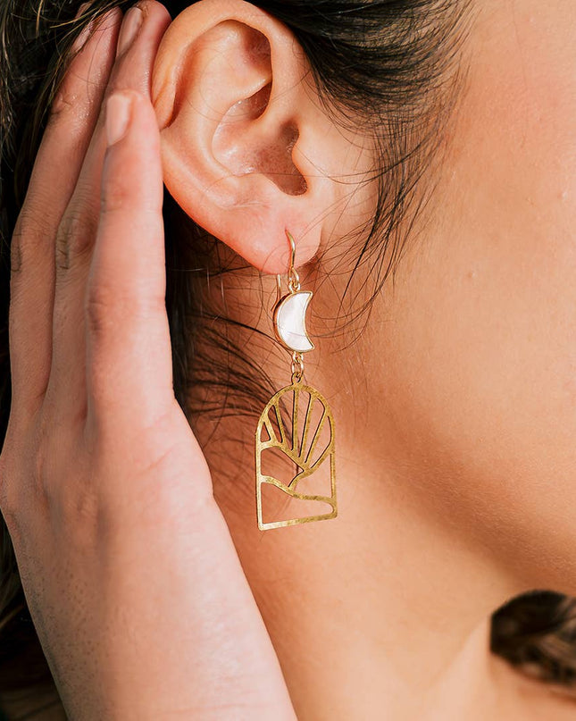 Pearl Moon Window Earrings