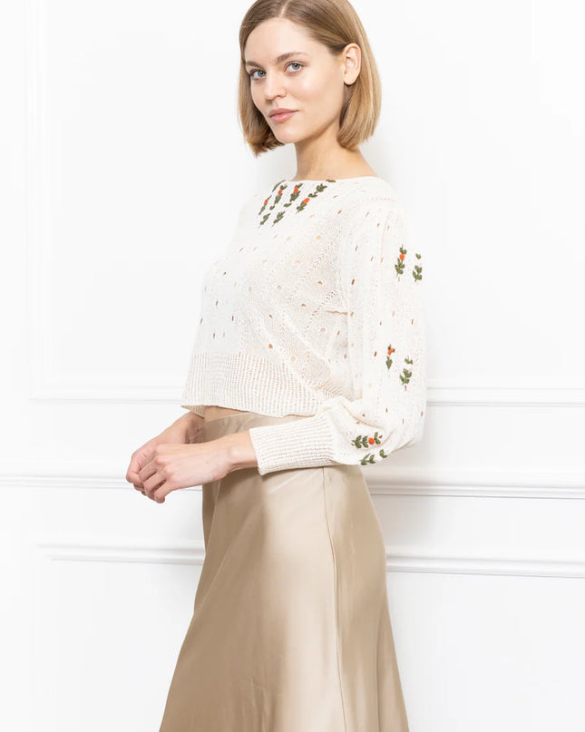 Flower Emb. Sweatert