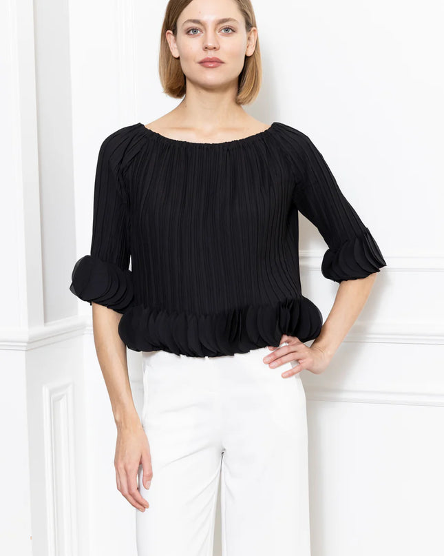 3D Petals Pleated Top