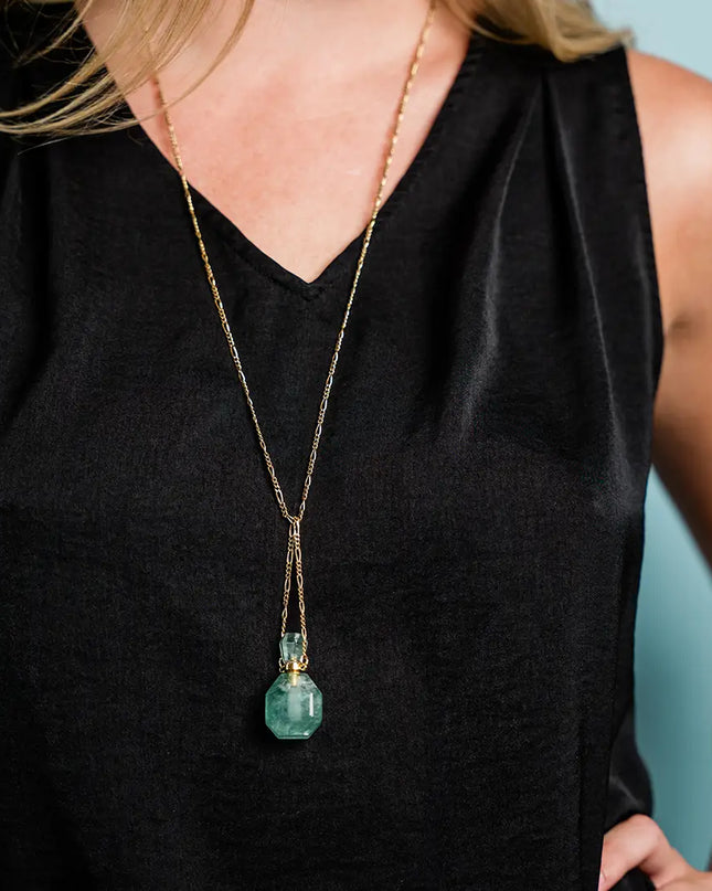 Fluorite Perfume Bottle Necklace