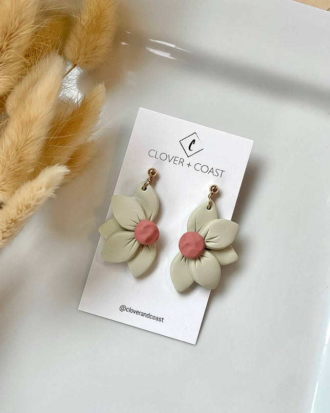 Half Daisy - Polymer Clay Dangle: Speckled White