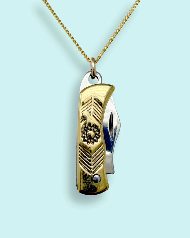 Gold Wildflower Knife Necklace