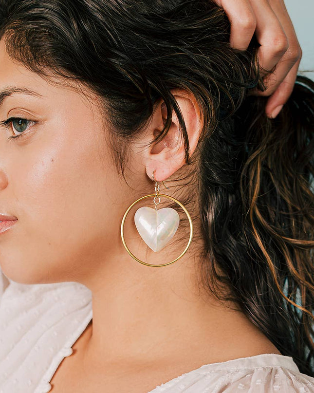 Pearl Heart Earrings