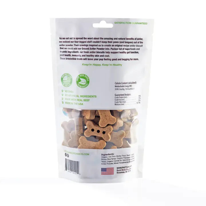 Natural Antler Dog Biscuits, Made with Real Antler 8 oz Bag