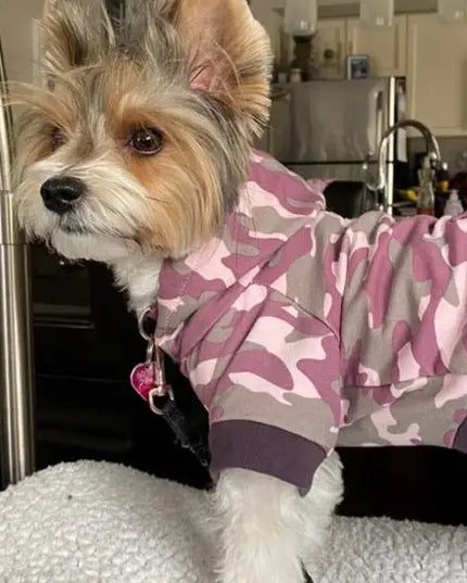 Bamboo Mackinac Island  Dog Hoodie Pink Camouflage