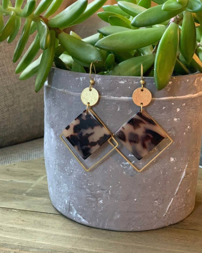 Tortoiseshell Diamond Dangle (Small): Blonde Tortoiseshell