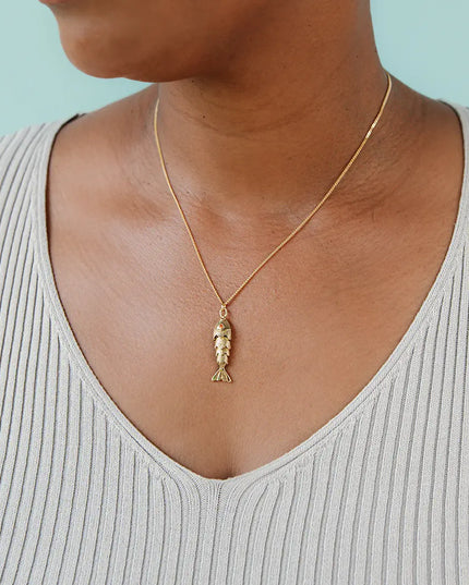 Lucky Catch Gold Fish Necklace