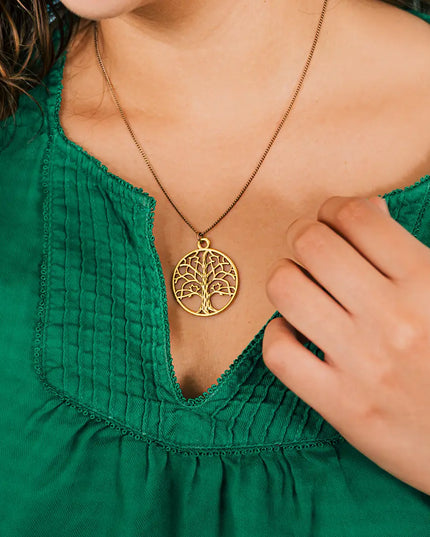 Tree On Brass Chain Necklace