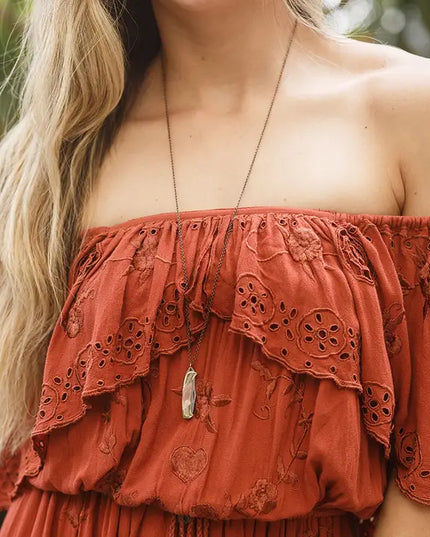 Shell Handled Knife On Gold Chain Necklace