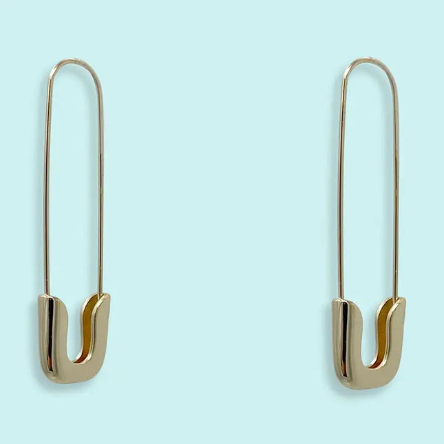 Gold Safety Pin Earrings