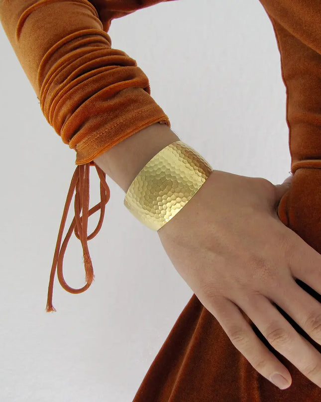 Gold Hammered Cuff Bracelet