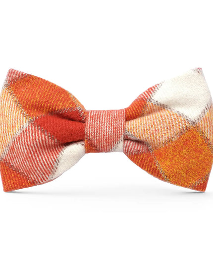 Pumpkin Spice Plaid Flannel Fall Dog Bow Tie