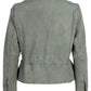 Mauritius Leather jacket. Sage green women's leather jacket. Drawstring waist. Mackinac Island clothing store