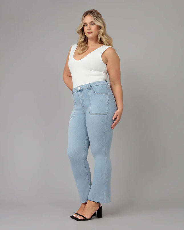 Billie High Rise Bootcut Jeans 28" Inseam Dusty Sky